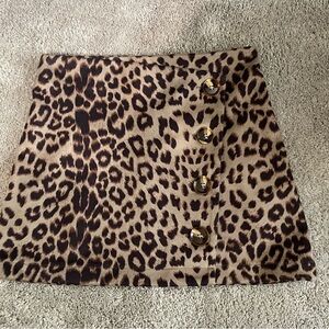 Altar’d State Mini Leopard Print Faux Suede Skirt Size M